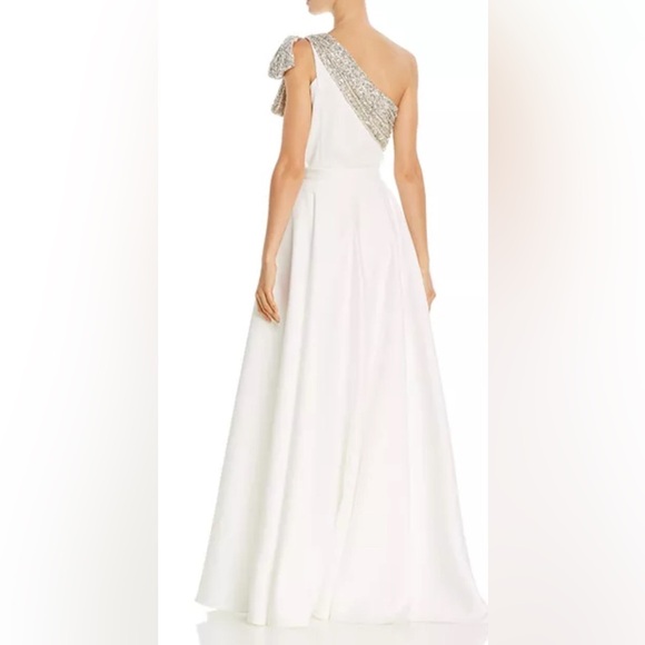 Gavin Jumpsuit With Satin Overskirt in Light Ivory, Silver & Diamond White - Picture 5 of 15